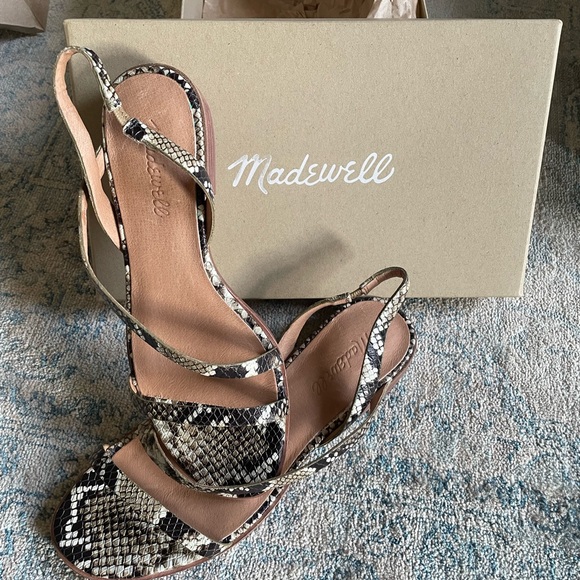 NEW Madewell Heidi Slingback Sandal in Snake Embossed Leather size 6.5 - Picture 3 of 4